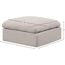Meridian Indulge Beige Linen Textured Fabric Ottoman IMAGE 6
