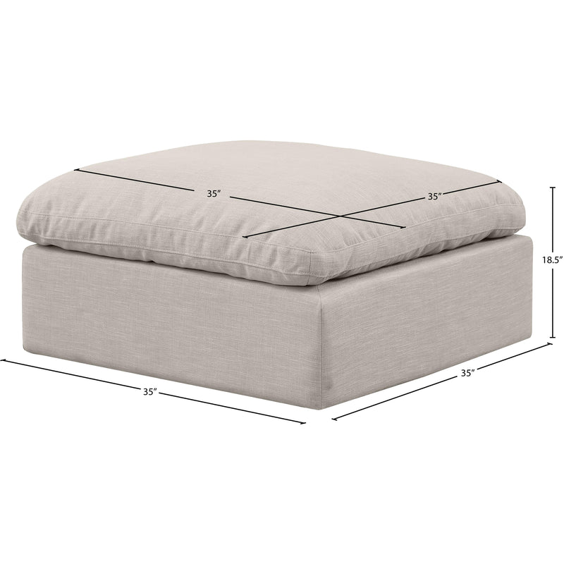 Meridian Indulge Beige Linen Textured Fabric Ottoman IMAGE 6