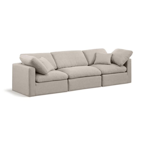 Meridian Indulge Beige Linen Textured Fabric Modular Sofa IMAGE 1