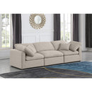 Meridian Indulge Beige Linen Textured Fabric Modular Sofa IMAGE 2