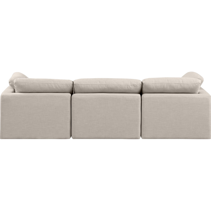 Meridian Indulge Beige Linen Textured Fabric Modular Sofa IMAGE 3