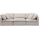 Meridian Indulge Beige Linen Textured Fabric Modular Sofa IMAGE 4