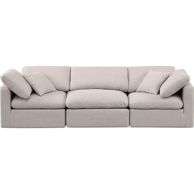 Meridian Indulge Beige Linen Textured Fabric Modular Sofa IMAGE 4