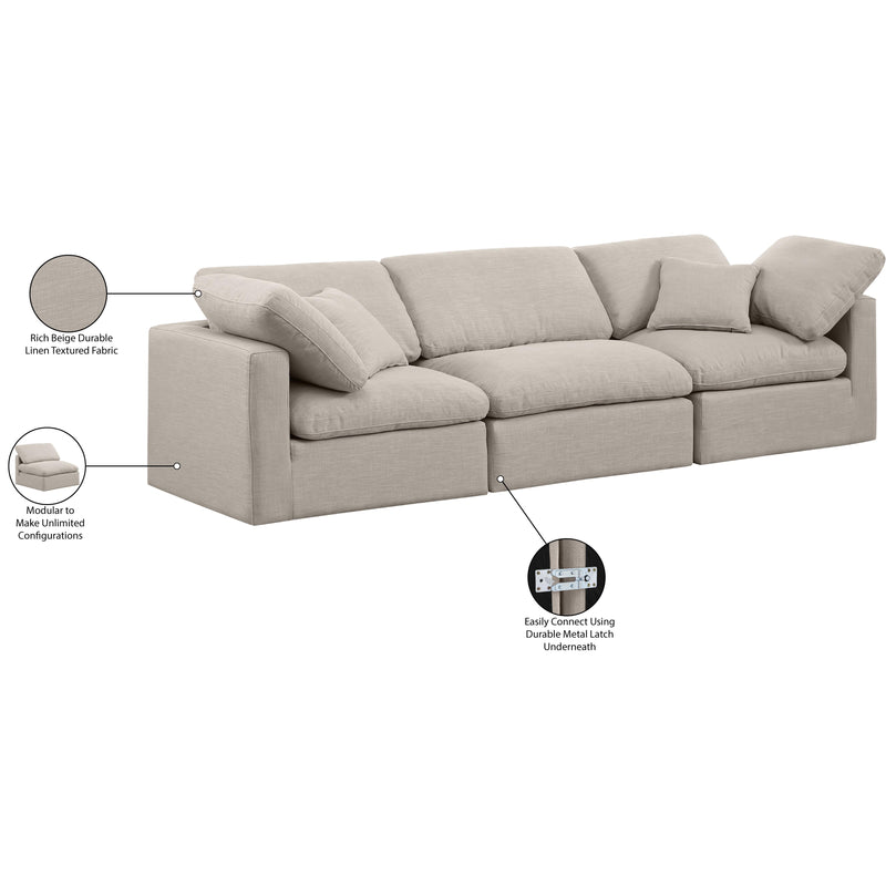 Meridian Indulge Beige Linen Textured Fabric Modular Sofa IMAGE 8