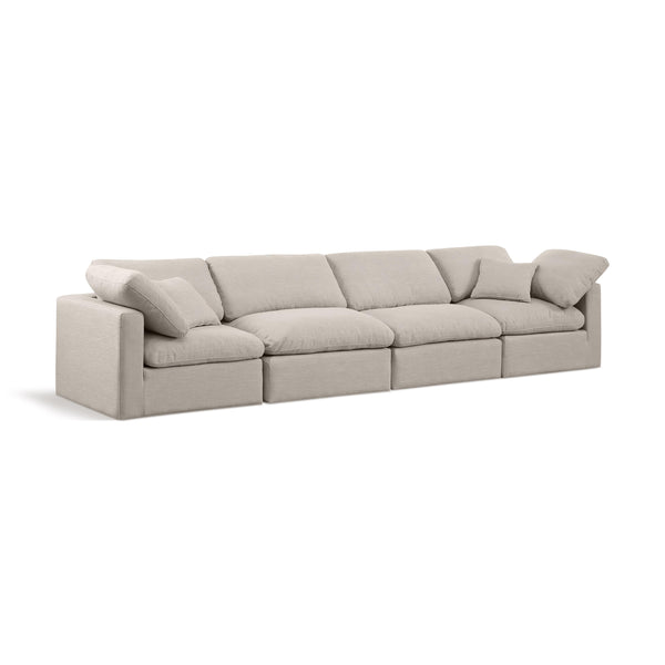 Meridian Indulge Beige Linen Textured Fabric Modular Sofa IMAGE 1