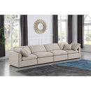 Meridian Indulge Beige Linen Textured Fabric Modular Sofa IMAGE 2