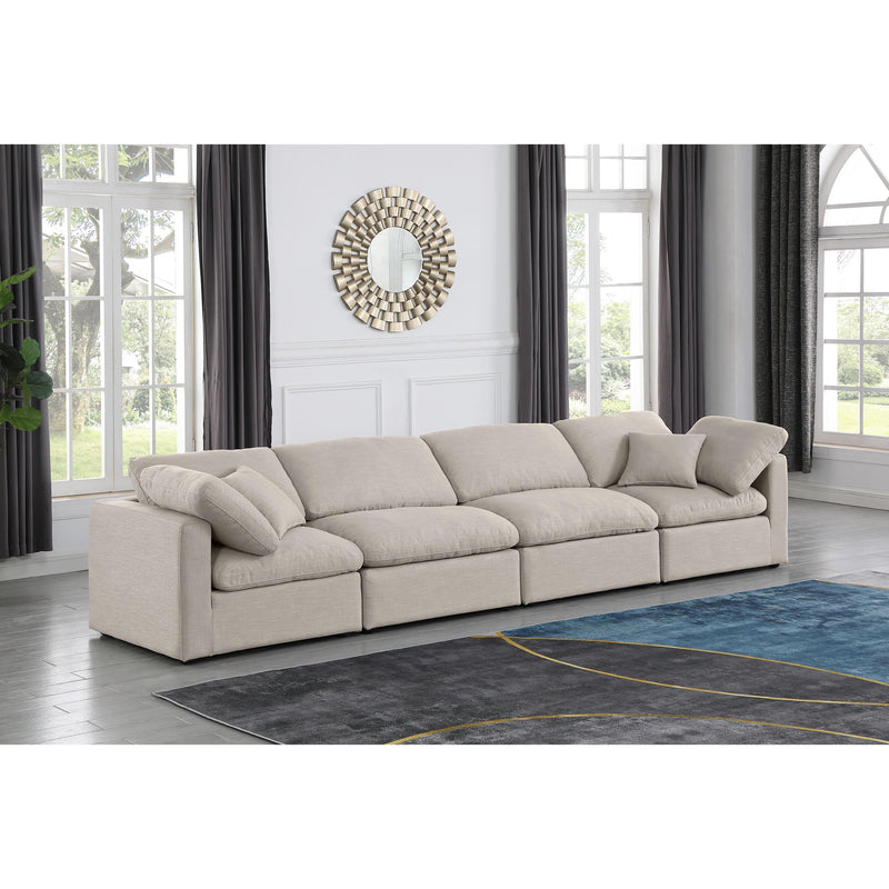 Meridian Indulge Beige Linen Textured Fabric Modular Sofa IMAGE 2