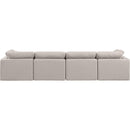 Meridian Indulge Beige Linen Textured Fabric Modular Sofa IMAGE 3