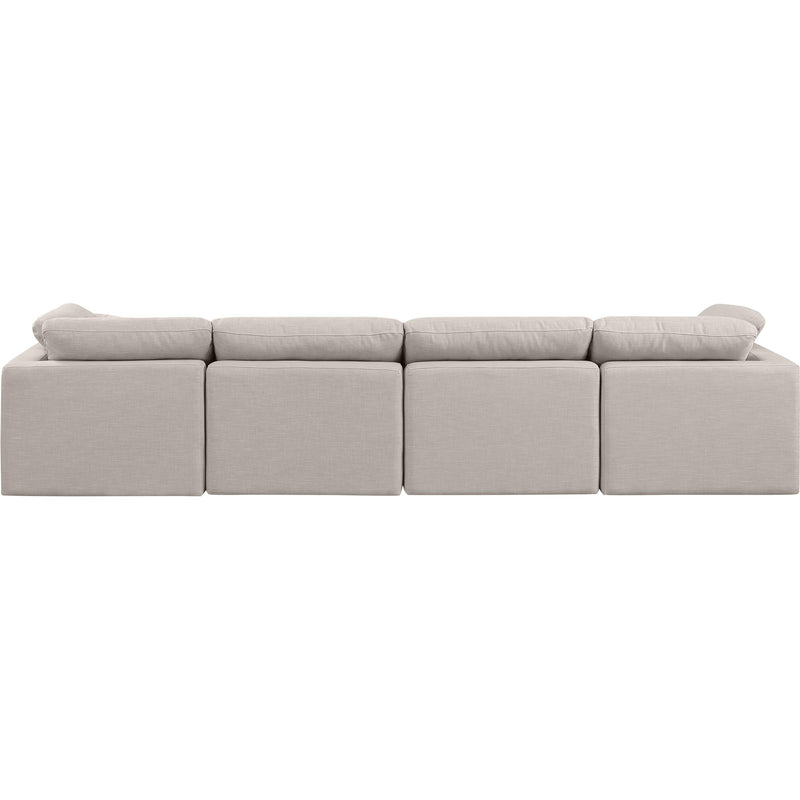 Meridian Indulge Beige Linen Textured Fabric Modular Sofa IMAGE 3