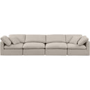 Meridian Indulge Beige Linen Textured Fabric Modular Sofa IMAGE 4