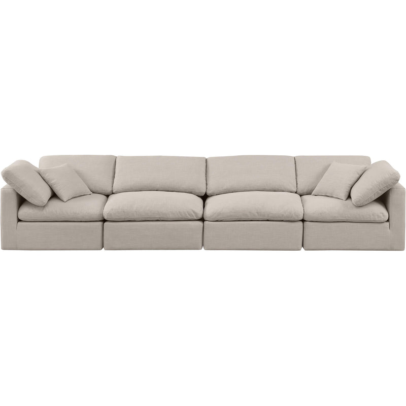 Meridian Indulge Beige Linen Textured Fabric Modular Sofa IMAGE 4