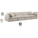 Meridian Indulge Beige Linen Textured Fabric Modular Sofa IMAGE 8