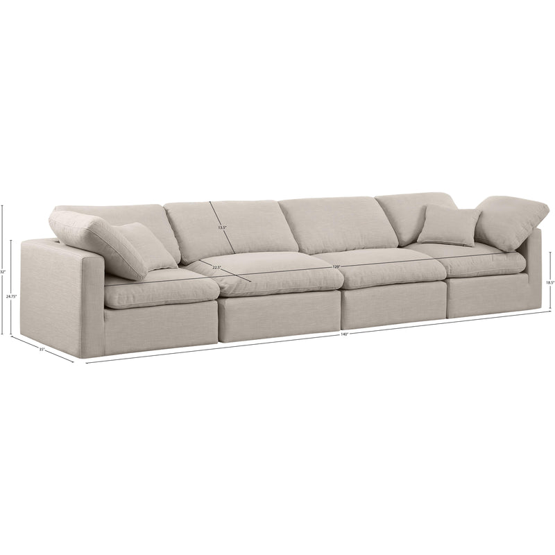 Meridian Indulge Beige Linen Textured Fabric Modular Sofa IMAGE 9