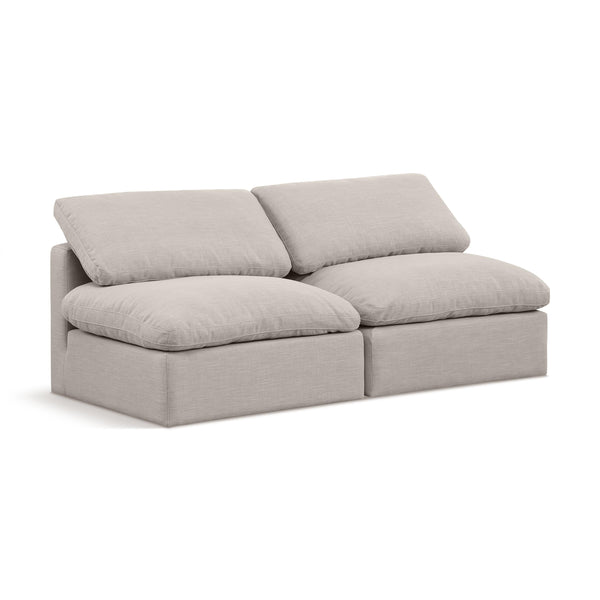 Meridian Indulge Beige Linen Textured Fabric Modular Sofa IMAGE 1