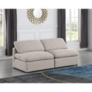 Meridian Indulge Beige Linen Textured Fabric Modular Sofa IMAGE 2