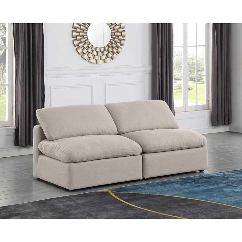 Meridian Indulge Beige Linen Textured Fabric Modular Sofa IMAGE 2
