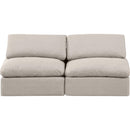 Meridian Indulge Beige Linen Textured Fabric Modular Sofa IMAGE 4