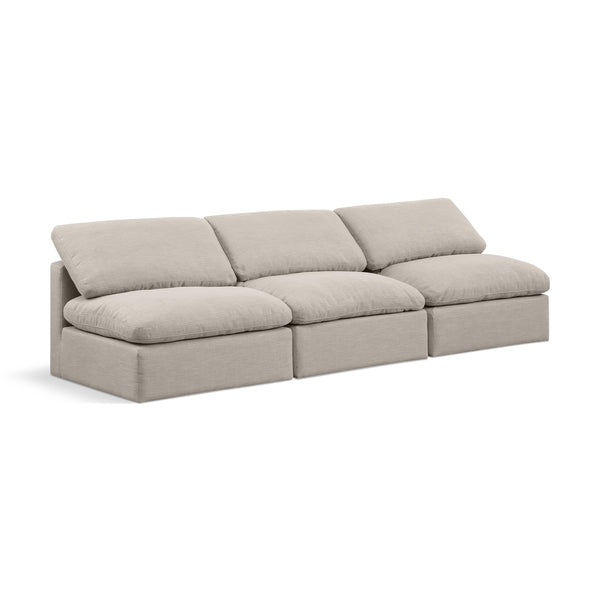 Meridian Indulge Beige Linen Textured Fabric Modular Sofa IMAGE 1