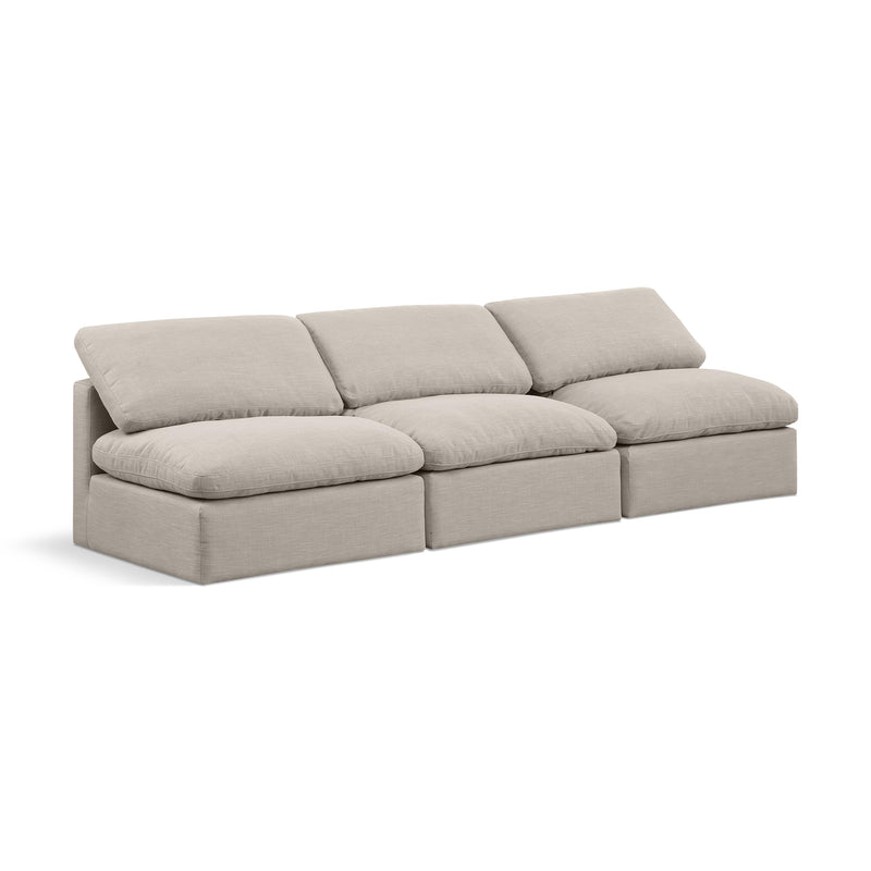 Meridian Indulge Beige Linen Textured Fabric Modular Sofa IMAGE 1