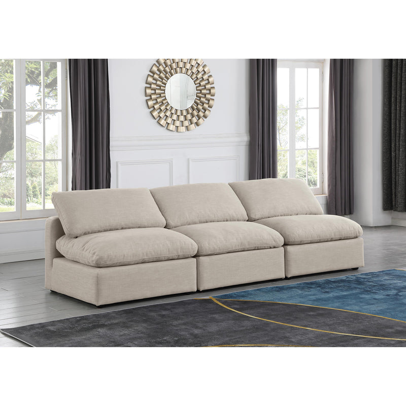Meridian Indulge Beige Linen Textured Fabric Modular Sofa IMAGE 2