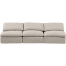 Meridian Indulge Beige Linen Textured Fabric Modular Sofa IMAGE 4