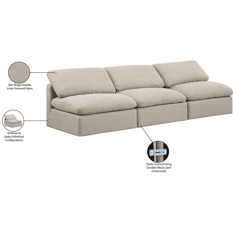 Meridian Indulge Beige Linen Textured Fabric Modular Sofa IMAGE 7