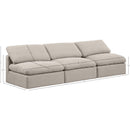 Meridian Indulge Beige Linen Textured Fabric Modular Sofa IMAGE 8
