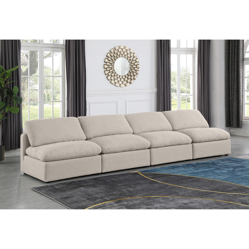 Meridian Indulge Beige Linen Textured Fabric Modular Sofa IMAGE 2