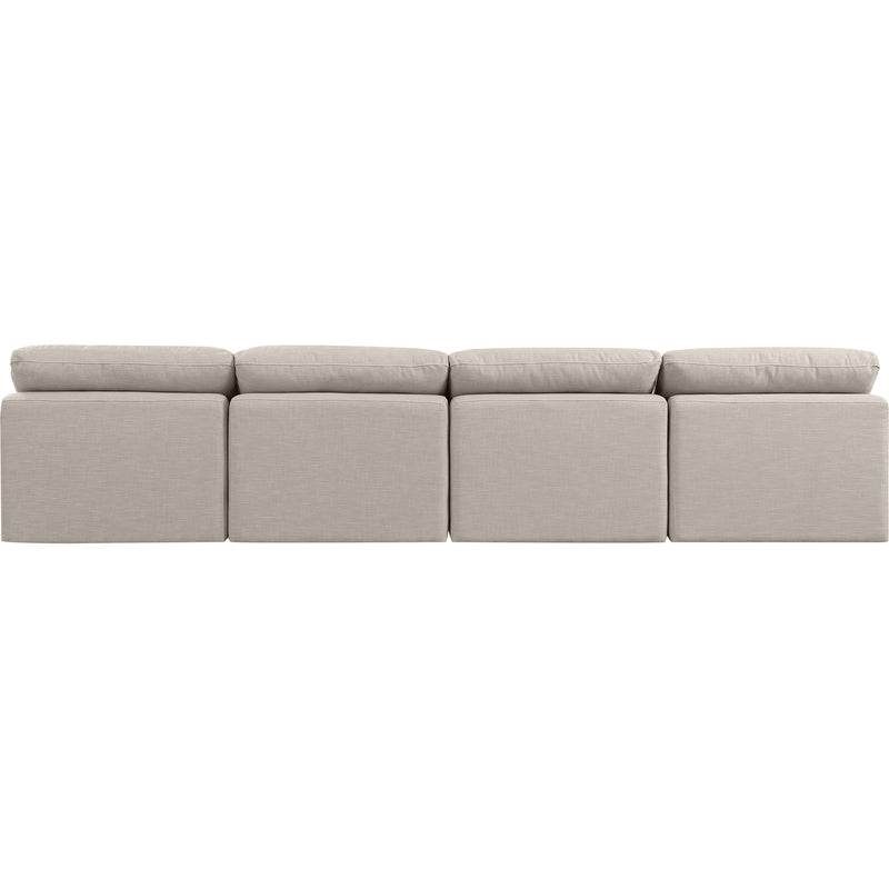 Meridian Indulge Beige Linen Textured Fabric Modular Sofa IMAGE 3