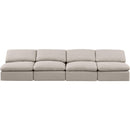 Meridian Indulge Beige Linen Textured Fabric Modular Sofa IMAGE 4