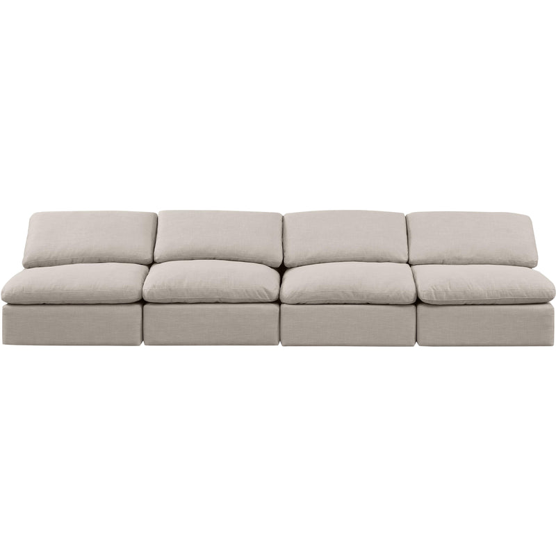 Meridian Indulge Beige Linen Textured Fabric Modular Sofa IMAGE 4