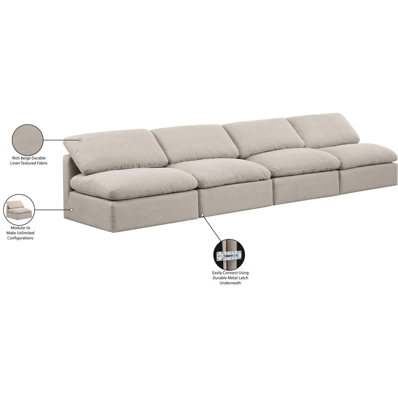 Meridian Indulge Beige Linen Textured Fabric Modular Sofa IMAGE 7