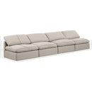 Meridian Indulge Beige Linen Textured Fabric Modular Sofa IMAGE 8