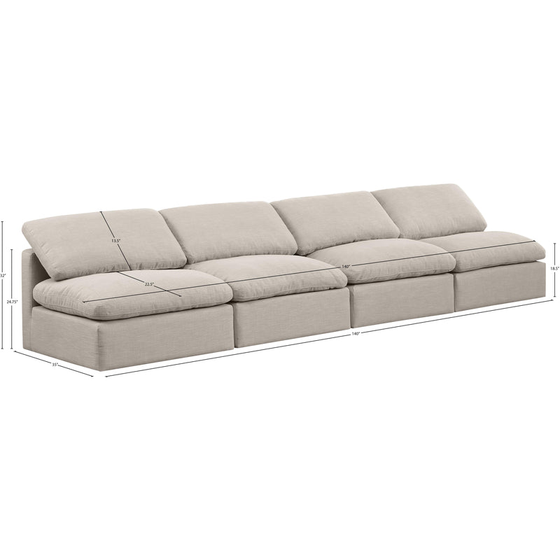 Meridian Indulge Beige Linen Textured Fabric Modular Sofa IMAGE 8