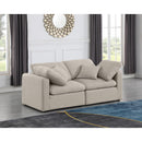 Meridian Indulge Beige Linen Textured Fabric Modular Sofa IMAGE 2