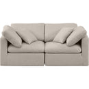 Meridian Indulge Beige Linen Textured Fabric Modular Sofa IMAGE 4