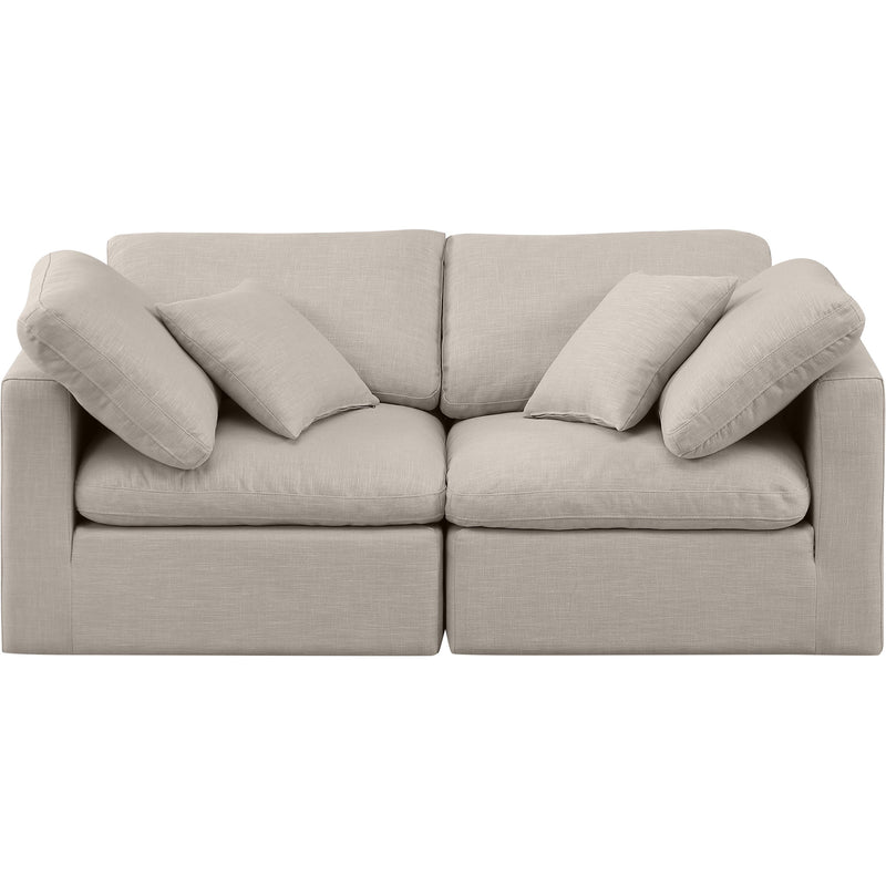 Meridian Indulge Beige Linen Textured Fabric Modular Sofa IMAGE 4