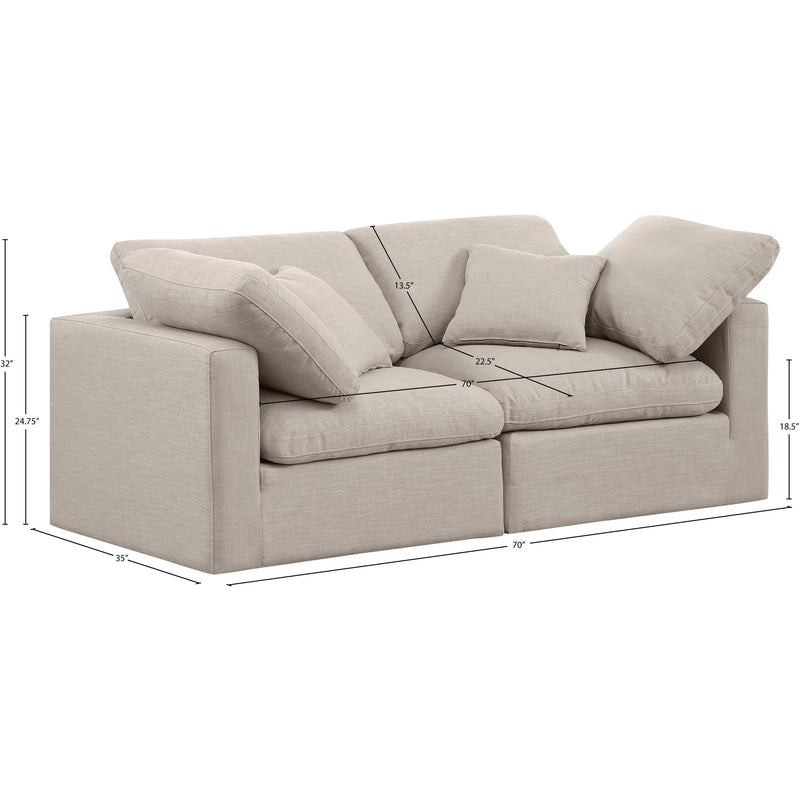 Meridian Indulge Beige Linen Textured Fabric Modular Sofa IMAGE 9