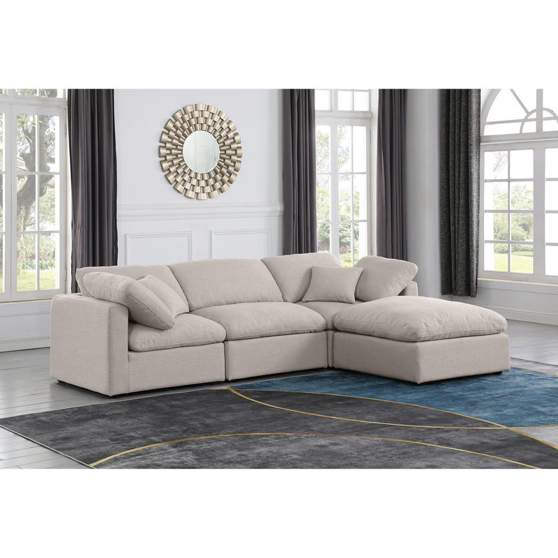 Meridian Indulge Beige Linen Textured Fabric Modular Sectional IMAGE 2
