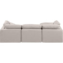 Meridian Indulge Beige Linen Textured Fabric Modular Sectional IMAGE 3