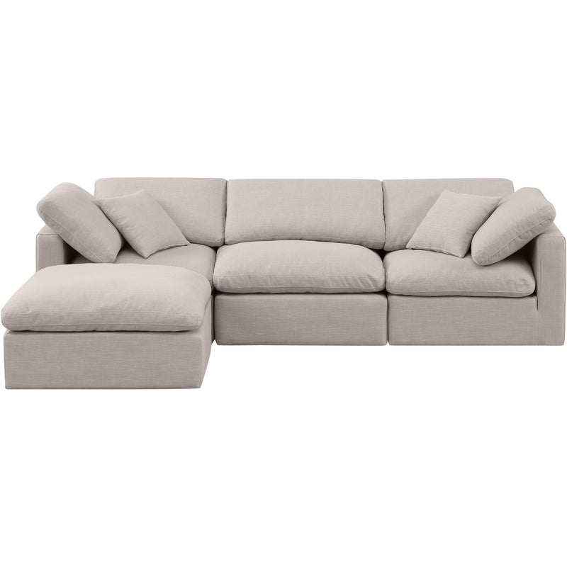 Meridian Indulge Beige Linen Textured Fabric Modular Sectional IMAGE 4