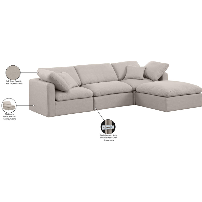 Meridian Indulge Beige Linen Textured Fabric Modular Sectional IMAGE 8