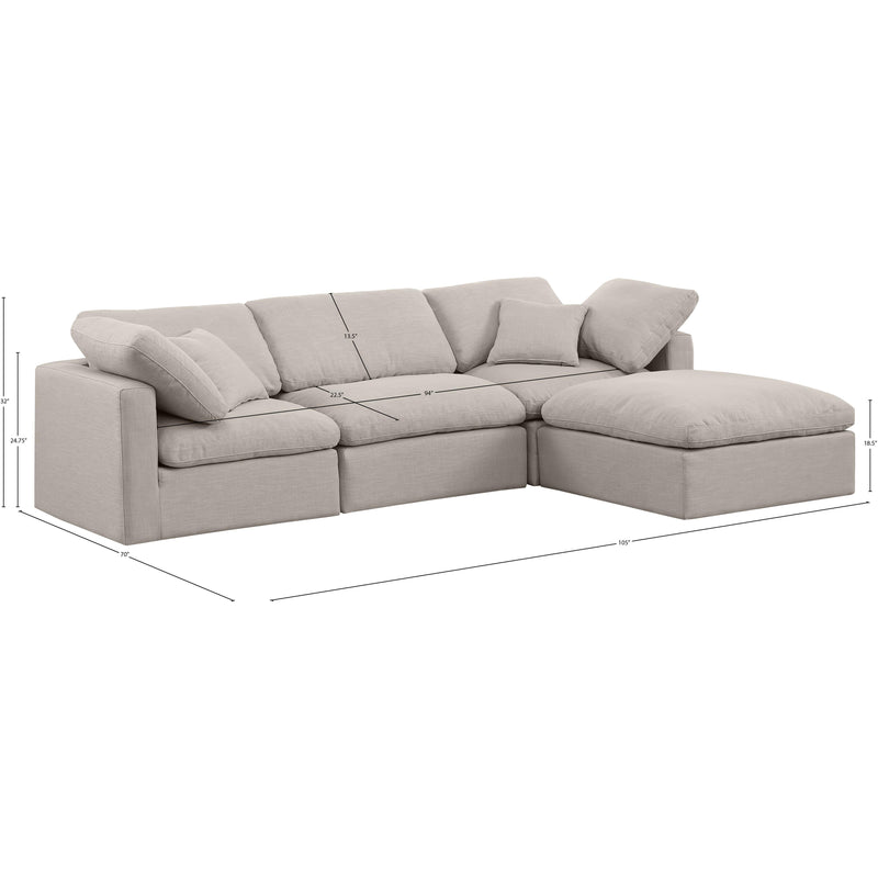 Meridian Indulge Beige Linen Textured Fabric Modular Sectional IMAGE 9