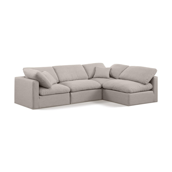 Meridian Indulge Beige Linen Textured Fabric Modular Sectional IMAGE 1