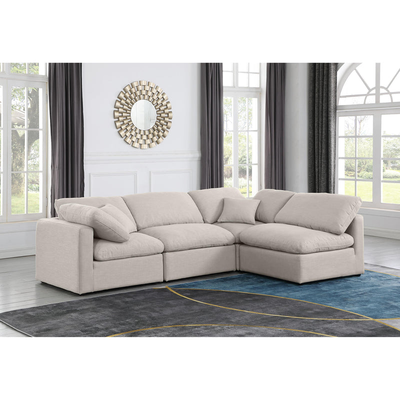 Meridian Indulge Beige Linen Textured Fabric Modular Sectional IMAGE 2