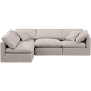 Meridian Indulge Beige Linen Textured Fabric Modular Sectional IMAGE 4