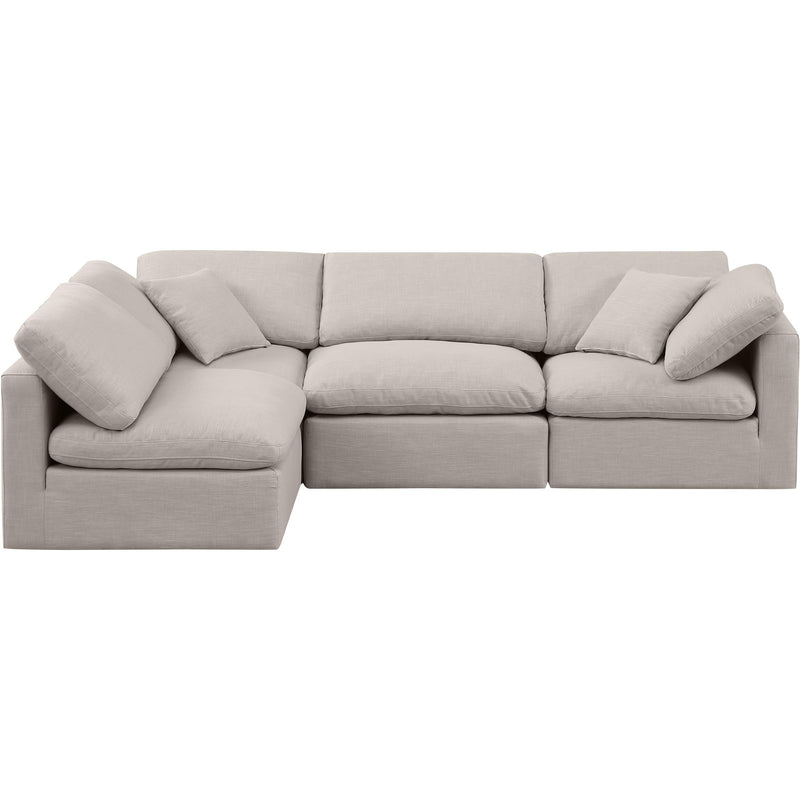 Meridian Indulge Beige Linen Textured Fabric Modular Sectional IMAGE 4