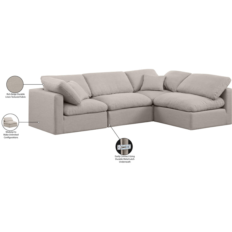 Meridian Indulge Beige Linen Textured Fabric Modular Sectional IMAGE 9