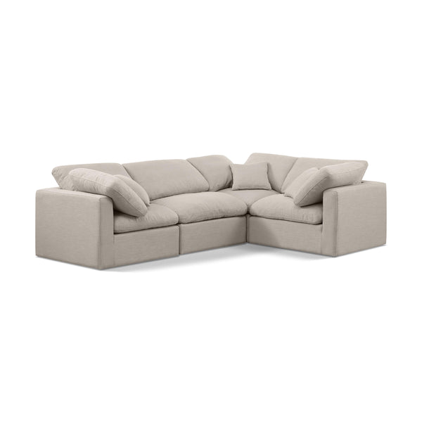 Meridian Indulge Beige Linen Textured Fabric Modular Sectional IMAGE 1