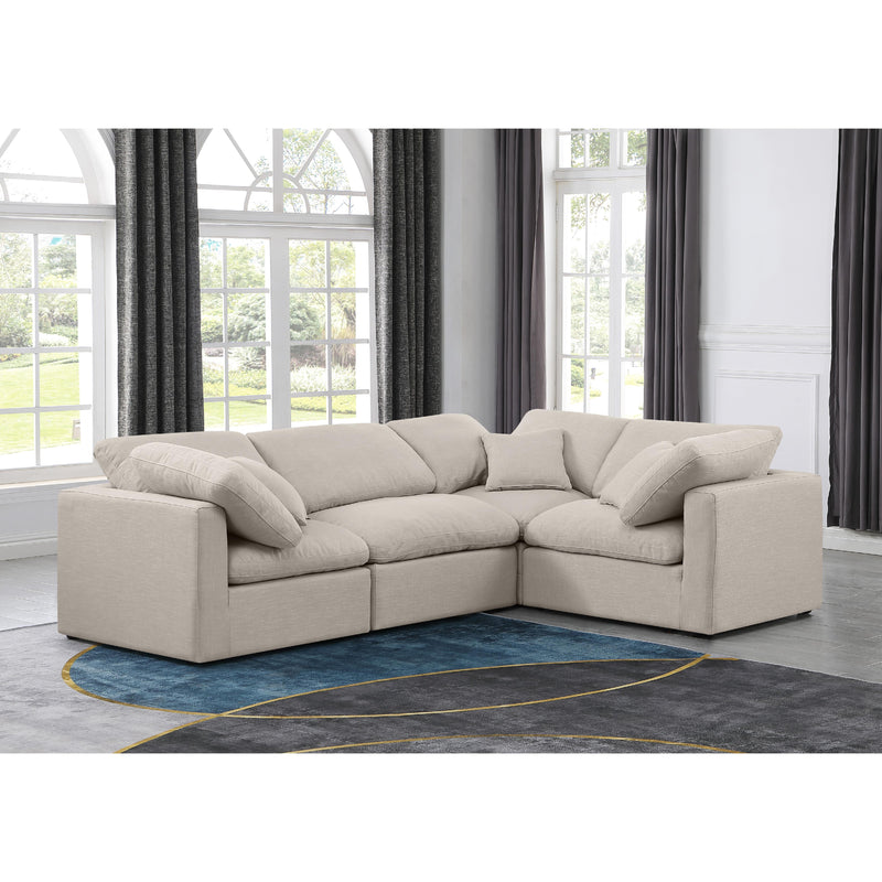 Meridian Indulge Beige Linen Textured Fabric Modular Sectional IMAGE 2